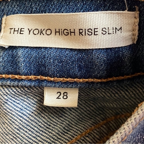 Denim Forum The Yoko High Rise Slim Womans Size 28 In My Bleu L'amour Distressed - Picture 10 of 14